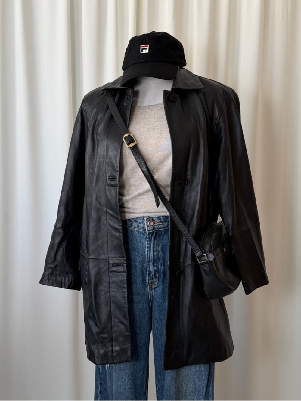 Vintage 2000s Anne Klein Leather Jacket Black Small Minimalist. - Picture 7 of 14